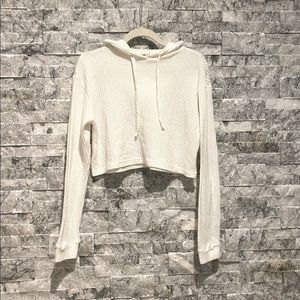 Cabin Fever Waffle knit cropped long sleeve hoodie